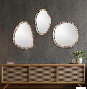Irregular Brass <b>Wall</b> <b>Mirror</b> <b>Set</b> Handmade Bohemian Style Framed Edge Decorative for Living Room Bedroom - Product Image 1