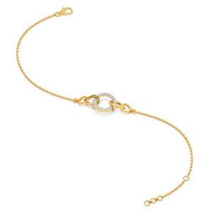 Bracelet en diamants entrelacés avec chaîne en or jaune et design central circulaire superposé - Product Image 4