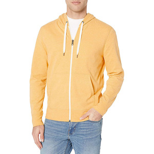 Sweat-shirt en molleton tricoté à capuche jaune uni pour homme, coupe classique, décontracté, pour l'hiver, séchage rapide, respirant - Product Image 2