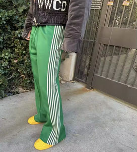 Custom Street Style Mid Double Waist Wide Leg <b>Drawstring</b> 100% Cotton ODM Men Sport Pants - Product Image 1