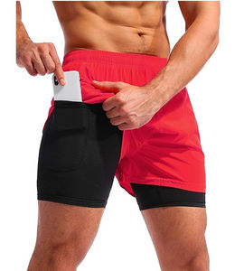 Shorts de sport décontractés pour hommes, haute qualité, séchage rapide, respirants, en polyester/coton, taille élastique, pour fitness et yoga (vente en gros) - Product Image 1