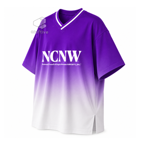 Camiseta Oversize para Mujer NCNW Sorority, Morado y Blanco, Casual, Holgada, con Cuello en V, Diseño Gráfico de Hermandad, Ropa Universitaria Griega - Product Image 2