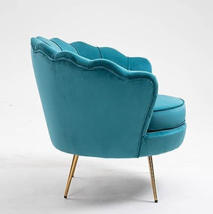 Premium Velvet Shell <b>Sofa</b> Chair with Upholstered Cushion and <b>Gold</b> Metal Frame Design - Product Image 2