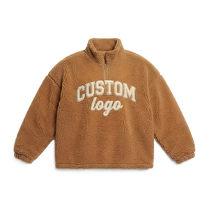 OEM Versity Half Zip Premium Sherpas Women's Hoodies Heavyweight Oversized Stand Collar Custom Embroidered Loose Fit Jackket - Product Image 4
