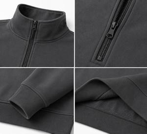 Sweat-shirt en molleton pour homme à col montant et fermeture éclair, coupe ample, couleur unie, tricoté, manches longues, respirant, séchage rapide, idéal pour l'hiver - Product Image 4
