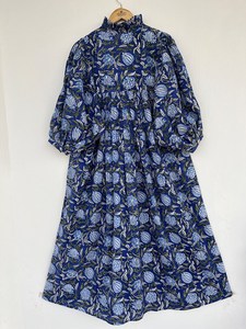 Femmes filles imprimé pur coton Maxi robe indien bloc imprimé décontracté été soirée à la mode en gros longue Midi en vrac - Product Image 2