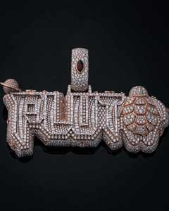 925 Sterling Silver Rose Gold Plated Moissanite Iced Turtle Planet Design Custom Pluto Name Hip Hop Charm Jewelry Pendant Men - Product Image 2