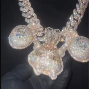 Pendentif 3D en diamant de laboratoire certifié IGI, style hip-hop personnalisé, en argent 925 plaqué or, chaîne VVS, bijoux fins pour hommes - Product Image 1