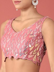 Pink Sequin <b>Net</b> Lehenga Choli Set Dupatta Floral Embroidered Wedding Reception Outfit Women - Product Image 4