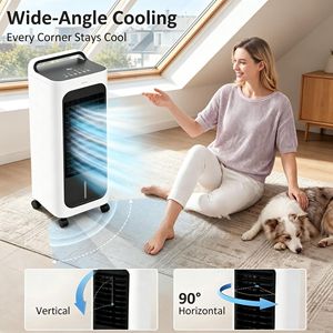 Raffrescatore d'Aria con Timer Remoto, Ventilatore con Raffreddamento a Ghiaccio, Umidificatore da 4L e Pacchi Ghiaccio, Spina AU/EU, Serbatoio d'Acqua da 20L per Uso Domestico - Product Image 4
