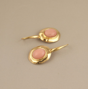 Pendientes de cabujón ovalados de ópalo Rosa natural Pendientes colgantes de Estilo Vintage Par - Product Image 5