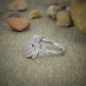 Bague en argent sterling 925 avec kunzite et zircone blanche, élégante et scintillante, bijou artisanal en pierres précieuses, cadeau pour femme - Product Image 2