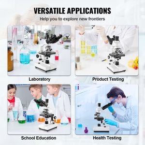 Microscopio Composto Trinoculare da Laboratorio con Ingrandimento 40X-5000X, Tavolino Meccanico a Due Livelli, Ingrandimento Totale 1000X - Product Image 6