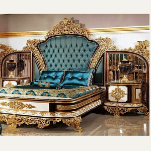 Ensemble de chambre à coucher en bois de style royal classique de luxe, style antique, personnalisé pour un usage en appartement - Product Image 2