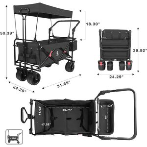 Carrello Pieghevole con Tettuccio Rimovibile, Grandi Ruote All-Terrain con Freno per Uso Intensivo e Applicazioni in Spiaggia - Product Image 2
