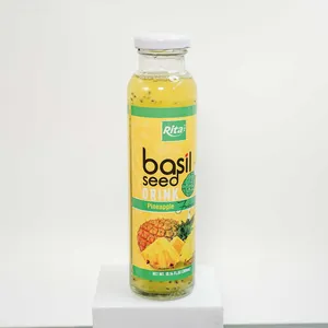 Fast Delivery High Quality 300ml Glass Bottle Basil Seed Juice with Pineapple Juice