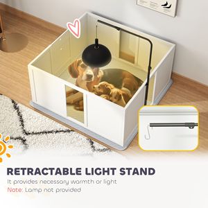 Adjustable Door <b>Whelping</b> <b>Box</b> for Dogs 39\" X 38\" X 19\" Retractable Light Stand Washable Waterproof Pee Pad Features Pets' - Product Image 3