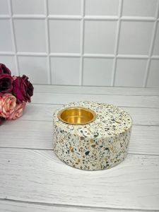 Brûleur d'encens arabe moderne en terrazzo carré, plateau en laiton, porte-brûleur de Bakhoor, décoration d'aromathérapie de luxe pour la maison - Product Image 6
