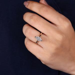 Bague de fiançailles, de mariage ou de promesse solitaire en or 14 carats avec diamant de laboratoire taille marquise hollandaise / hexagonale de 2,5 carats, nouvelle tendance - Product Image 5