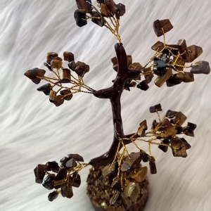 Haute qualité oeil de tigre pierres précieuses arbre 100 perles arbre guérison naturelle décoration cristal puces arbre utilisé pour la décoration de la maison - Product Image 2