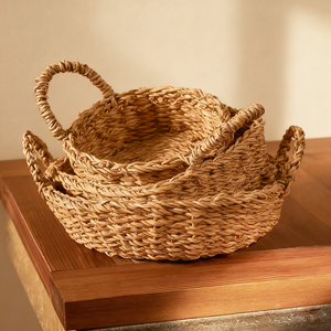 Cesta Tejida de Pasto Marino Natural de Primera Calidad con Asas Resistentes para Organización del Hogar, Almacenamiento de Alimentos en la Cocina y Uso Multipropósito - Product Image 4