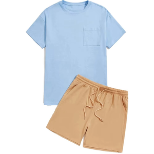 Conjunto de Verano para Hombre, Diseño Moderno, Camiseta de Cuello Redondo con Pantalones Cortos con Cordón, Atuendo Informal Ligero para Uso Diario - Product Image 6