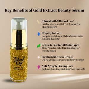 Sérum Visage Anti-Âge Natural Way GOLD 25 mL à la Feuille d'Or 24K, Essence à Propriété Légèrement Acide pour Soin Beauté de la Peau - Product Image 2