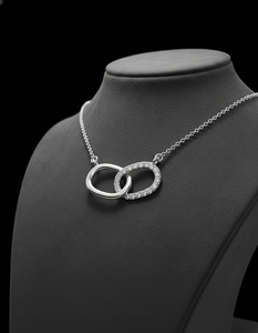 Collar con Colgante de Diamantes en Círculo Entrelazado de Lujo Premium, Joyería Fina de Plata de Ley 925, Regalo Romántico para Mujer, Boda y Aniversario - Product Image 3