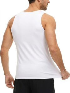 <b>Men</b> <b>White</b> Quick Dry O Neck Tank Top Solid Color Casual Fitness Workout <b>Vest</b> Knitted Polyester Stretchy Breathable - Product Image 3