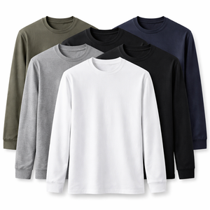 เสื้อยืดแขนยาวผู้ชายผ้าฝ้าย 100% จำนวนมาก - รับผลิตแบบ OEM พิมพ์ลายตามสั่ง ระบายอากาศได้ดี แห้งเร็ว ผ้า 320 กรัม สำหรับขายส่ง - Product Image 1