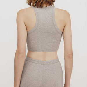 Custom Women's Summer <b>Crop</b> Tank <b>Top</b> <b>White</b> Ribbed Sleeveless Short Vest Breathable Soft Polyester Knitted Fabric Digital Printed - Product Image 2