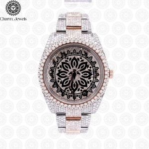 นาฬิกาข้อมือผู้ชาย Charm_Jewels หรูหรา ตัวเรือนสแตนเลสสตีล สีโรสโกลด์ หน้าปัดประดับเพชร ขนาด 40 มม. ระบบอนาล็อก กลไกจักรกล กันน้ำ 10 บาร์ - Product Image 1