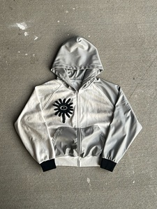 Custom Two Tone Zip Up Hoodie <b>Men</b> Oversized Graphic Embroidery Streetwear Contrast Panel Full Zipper Hooded <b>Jacket</b> OEM Private - Product Image 1