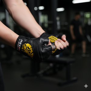 REXFIT Half Finger Gym Gloves PU <b>Leather</b> Breathable Mesh Adjustable <b>Wrist</b> <b>Strap</b> Unisex Lightweight 0.5kg for Weight Lifting - Product Image 4