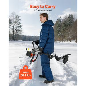 Trivella Portatile a Benzina 52CC a 2 Tempi per Pesca sul Ghiaccio, Punta in Acciaio da 8 Pollici, Resistente al Freddo, per Trivellazione del Terreno - Product Image 6