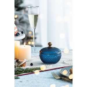 Barattolo di Vetro Blu S/2 per Caramelle con Coperchio, Contenitore Natalizio per Dolci - Product Image 1