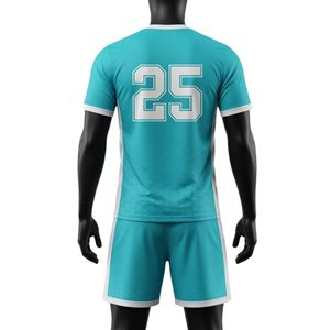 Ensemble d'uniformes de lacrosse unisexe bleu sarcelle et blanc en polyester, coupe athlétique, maillot et short, vêtements de sport performants pour l'entraînement et les matchs - Product Image 2