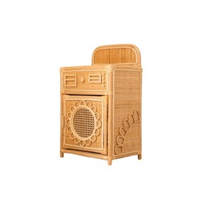 Table de chevet en rotin tressé avec porte décorative en cannage, armoire de rangement pour chambre d'enfant et mobilier de crèche en provenance du Vietnam - Product Image 2