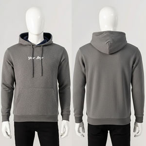 Custom Charcoal <b>Grey</b> Pullover Hoodie Unisex Cotton <b>Fleece</b> Sweatshirt Oversized Drop Shoulder Streetwear Wholesale Bulk - Product Image 4