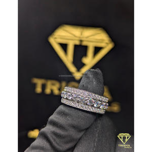 Bague de luxe entièrement sertie de diamants Moissanite en argent sterling 925, style Hip Hop, pour hommes et femmes, par Trisha Jewels - Product Image 2