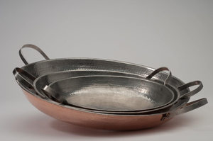 เครื่องมือวัด14นิ้วแบบคลาสสิกทุบด้วยมือขนาด18 "100% กระทะทำอาหารทองแดงบริสุทธิ์เป็นมิตรกับสิ่งแวดล้อมพร้อมที่จับทองเหลืองสีที่กำหนดเอง - Product Image 2