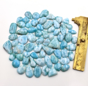Lot de cabochons en larimar naturel, pierres précieuses lisses et non montées, formes variées, larimar qualité A, 100% larimar naturel. - Product Image 4