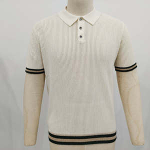 Logo brodé personnalisé, vente en gros de vêtements en coton tricoté, t-shirt en tricot, polo pour homme de haute qualité - Product Image 1
