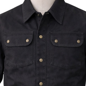 SUQAINA Men's Canvas Customizable Wax Cotton Jacket Solid Color Turn-down Collar Workwear Style Regular Fit 100% Cotton - Product Image 6