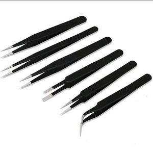 New Colorful Stainless Steel Eyelash Tweezers 2 Pieces <b>Set</b> Curved 90 Degree Pointed Tip False Eyelash Extension Durable - Product Image 5
