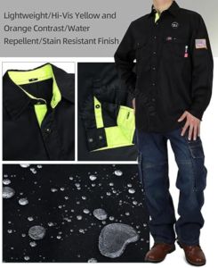 Wholesale Men's Mandarin Collar Welding Work <b>Shirts</b> Resistant Welding Clothing <b>Shirts</b> for Men Long Sleeve Crew Work - Product Image 3