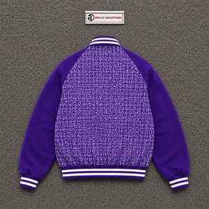 Veste universitaire violette pour homme, coupe droite, fermeture éclair, col rabattable, décontractée, pour l'automne, tendance, douce et zippée - Product Image 6