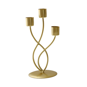 Porte-bougie moderne en fer doré, élégant, à 3 têtes, centre de table pour mariage, décoration de la maison, décoration de fête - Product Image 4