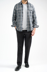 Camisa a cuadros de algodón suave para hombre, estilo leñero, corte holgado, hecha a medida, color carbón, camisa a cuadros extragrande - Product Image 3