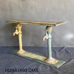 โต๊ะคอนโซลไม้ฐานปั๊มมือวินเทจ คอลเลคชั่นที่ดีที่สุด งานศิลปะโบราณจากเทือกเขาหิมาลัย - Product Image 1